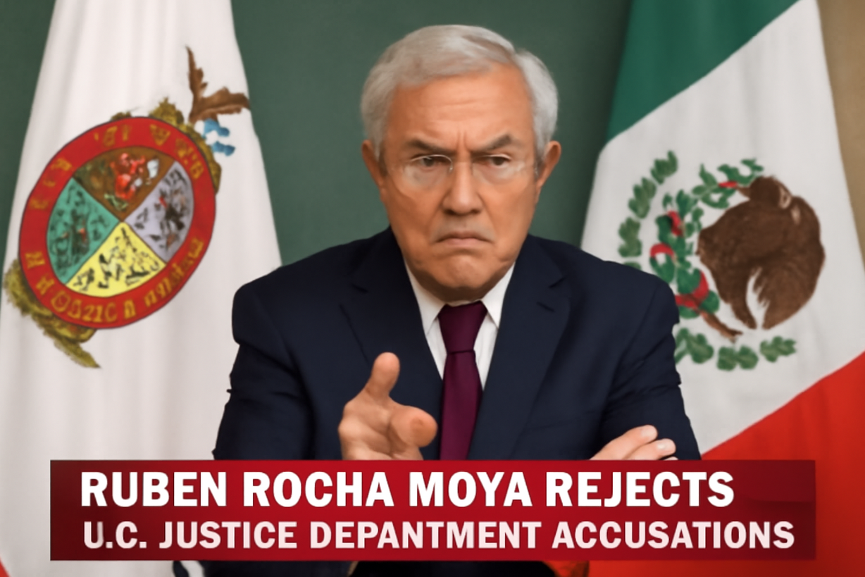 Rubén Rocha Moya desmiente acusaciones del Departamento de Justicia de EE. UU.