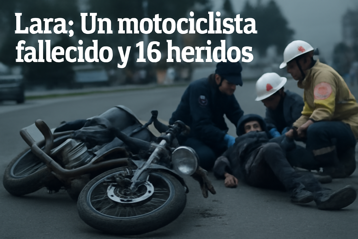 Trágico fin de semana: un muerto y 16 heridos en accidentes de moto en Lara
