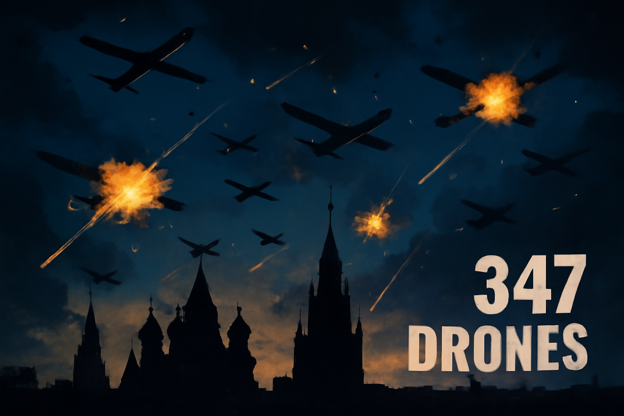 Ucrania lanza un ataque masivo con drones: 347 derribados en una noche