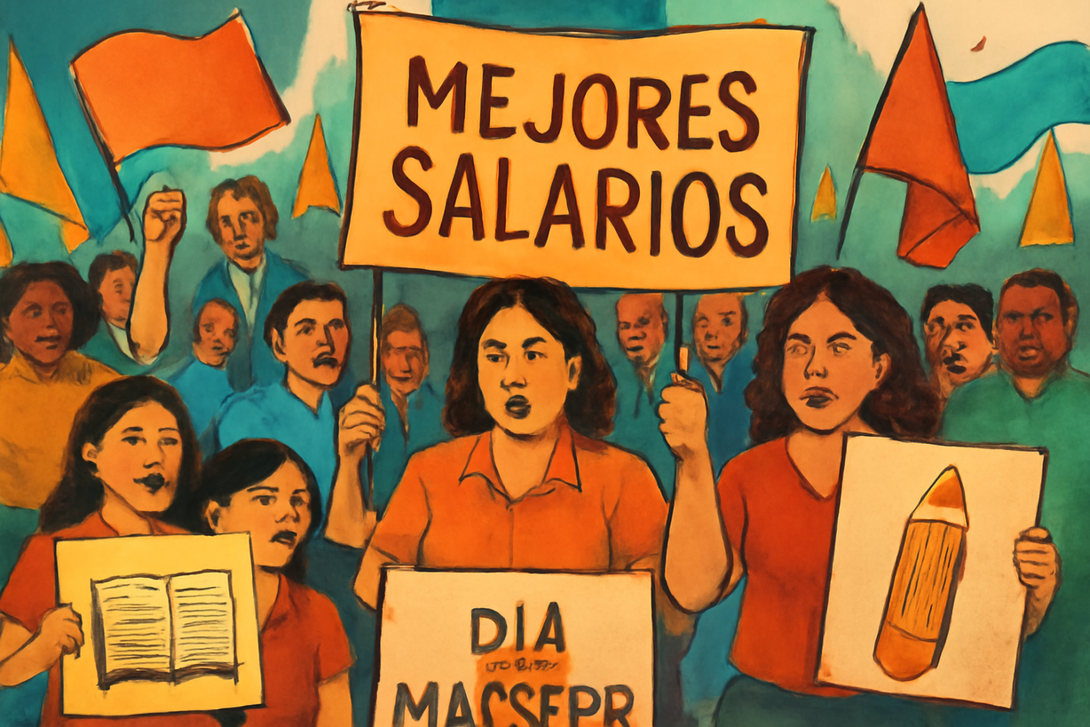 Docentes de México exigen mejoras laborales en el Día del Maestro