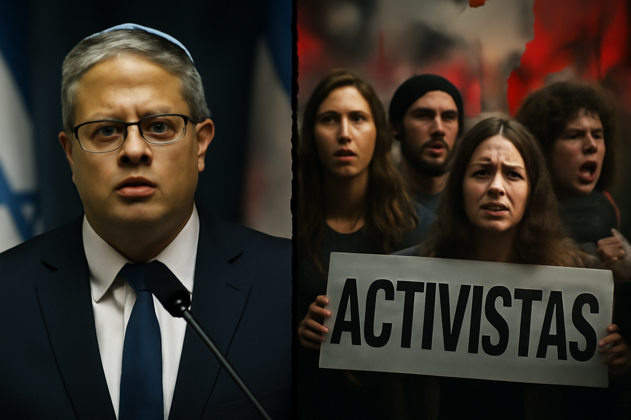 Controversia en Israel: Ben Gvir defiende humillación a activistas de la Flotilla Global Sumud