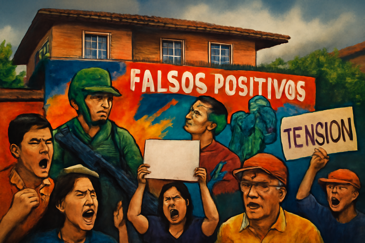 Tensión política por mural de falsos positivos cerca de la casa de Uribe