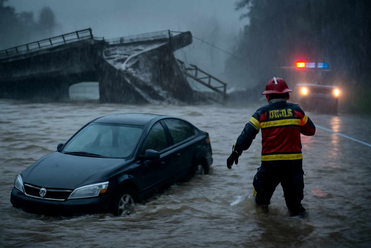 Inundaciones en China: Colapso de puente y tragedia en Xiaogan