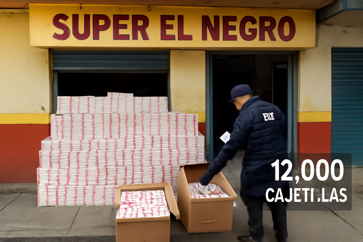 Allanamiento en Súper El Negro: 12 mil cajetillas de cigarrillos de contrabando incautadas.