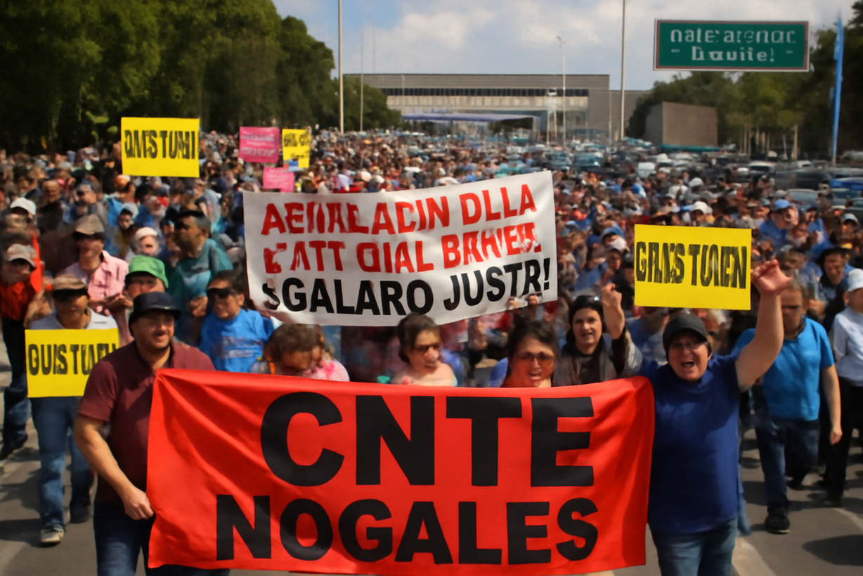 Maestros bloquean accesos a EE. UU. en Nogales por demandas laborales