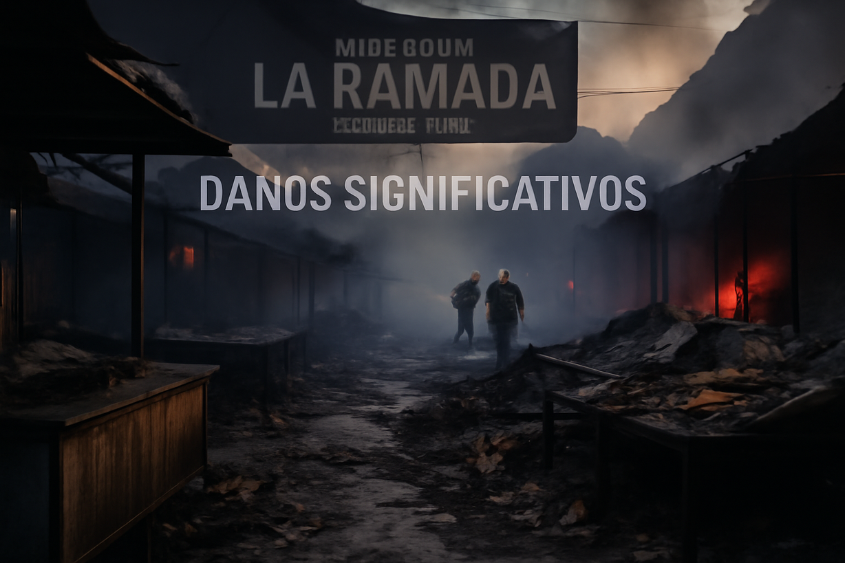 Incendio arrasa con puestos de comida en el mercado La Ramada de Santa Cruz