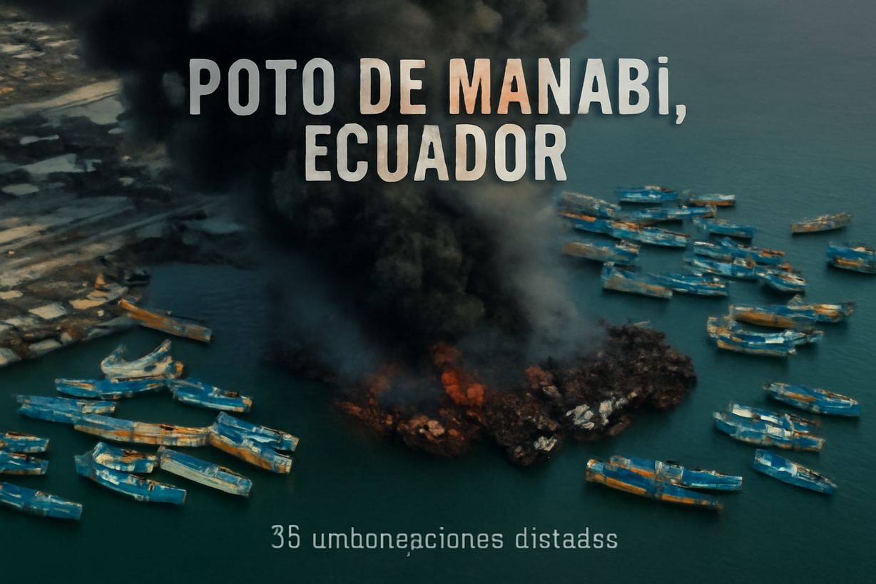 Incendio en el puerto de Manabí deja 35 embarcaciones dañadas y dos heridos