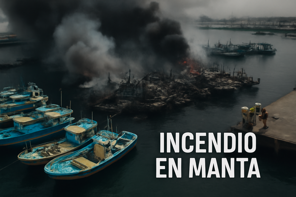 Incendio en el puerto de Manta destruye 35 embarcaciones
