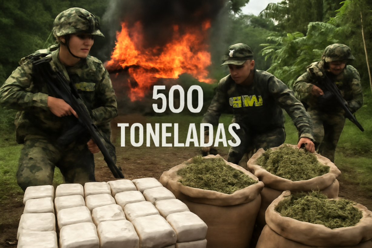 Colombia: Más de 500 toneladas de cocaína incautadas en 2026