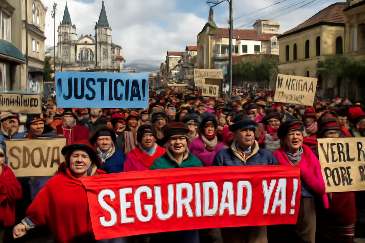 Marcha en Ambato: Indígenas y campesinos exigen seguridad tras desaparición de Mario Quinatoa