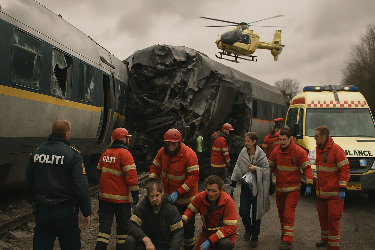 Colisión de trenes en Dinamarca deja más de 15 heridos, cuatro críticos