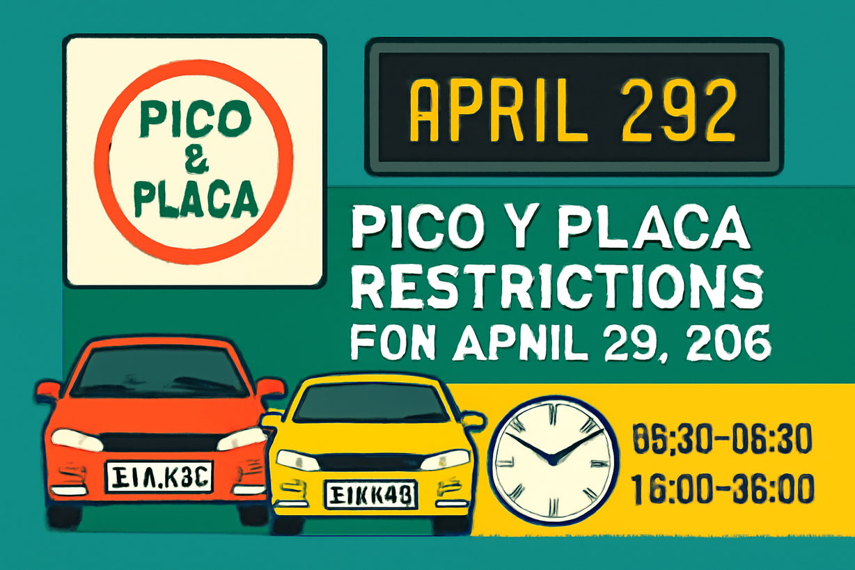 Pico y Placa en Quito: Restricciones para vehículos con placas terminadas en 5 y 6 el 29 de abril de 2026